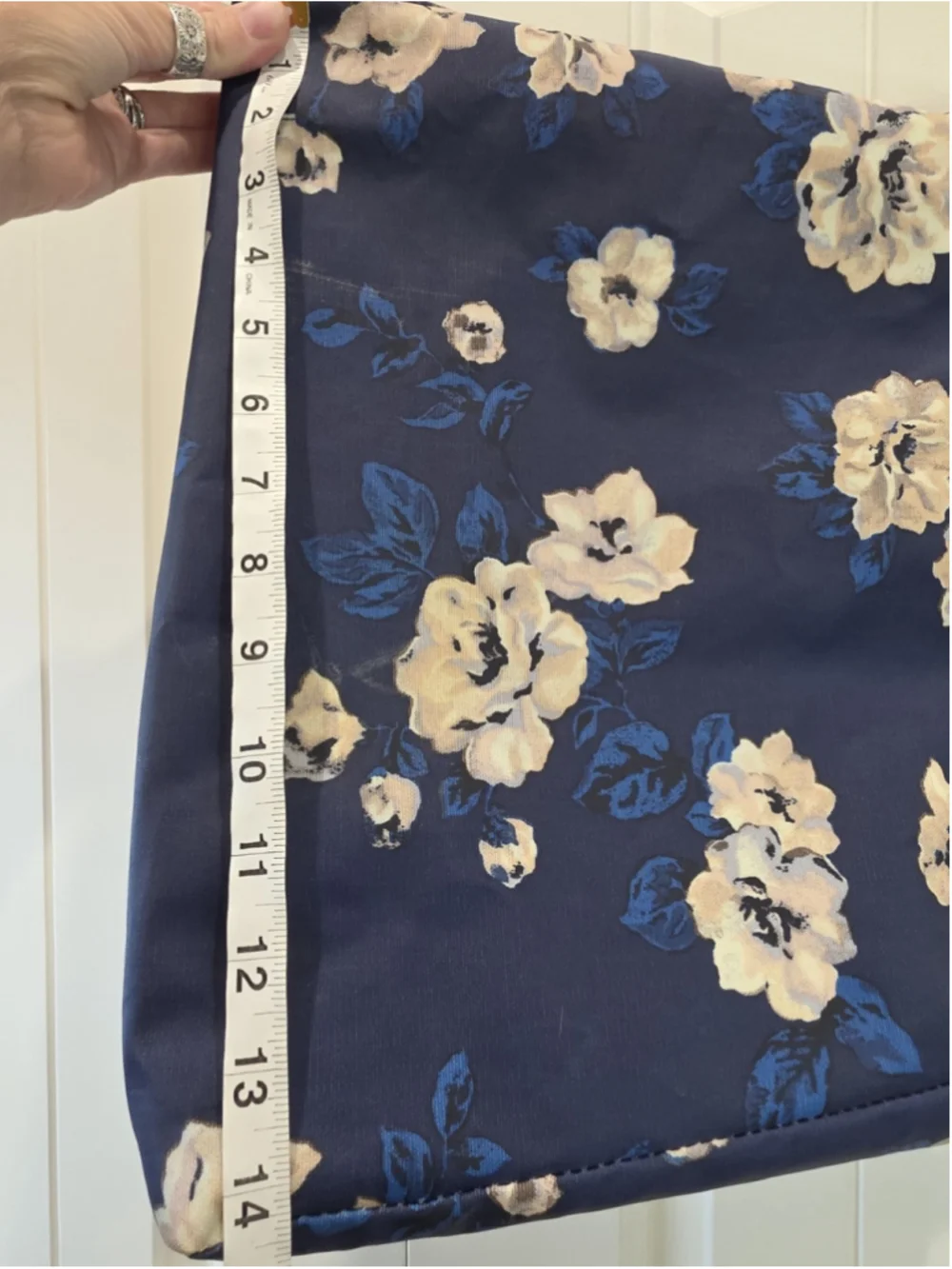 Cath Kidston London Blue Floral Tote Bag Cotton Coated Canvas Shoulder - Read